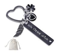 Sugeru Herz Schlüsselanhänger | schutzengel schlüsselanhänger auto personalisiert | geschenke für Führerschein Geburtstag Weihnachten Frauen Freundin Mama Tochter (Schwarz-Ich liebe dich!)