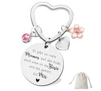 Sugeru Muttertagsgeschenke für Mama, Edelstahl Herz Schlüsselanhänger mit Gravur & Glücksbringer, Bestes Geschenk zum Muttertag, Geburtstagsgeschenk, Valentinstag & Jahrestag (Silber)