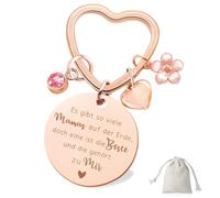Sugeru Muttertagsgeschenke für Mama, Edelstahl Herz Schlüsselanhänger mit Gravur & Glücksbringer, Bestes Geschenk zum Muttertag, Geburtstagsgeschenk, Valentinstag & Jahrestag (Gold)
