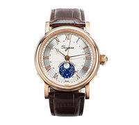 SUGESS Seagull ST2108 Automatische Mondphasen-Saphir-Anzeige, Hi Beat 1963, Gold BNIB, weiß, Armband