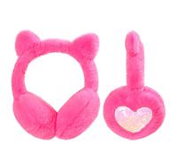 SUGSHYN Ohrenwärmer Kinder Ohrenschützer aus Weichem Plüsch Mädchen Winter Winddicht und Warm Ear Muffs mit Katzenohren für Den Außenbereich Kälte(Rosa)
