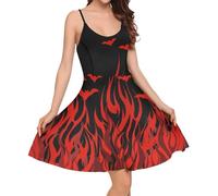 Suhoaziia Damen-Sommerkleid, lässig, Swing-Tankkleid, Strandmode, ärmelloses Kleid für Mädchen, Fire Flame Blood Fledermäuse, Klein