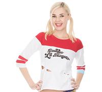 Suicide Squad Harley Quinn Daddy's Little Monster Women's Top with Rips (Large)