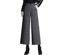 SUICRA Damenhose Autumn and Winter Thickened Wide Leg Trousers Style Wool Women's Work Clothes Trousers Loose Women's Casual Wool Trousers (Color : Black, Size : 4XL)