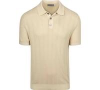 Suitable Gestricktes Jacquard-Poloshirt Sand - Größe M Wollweiß M