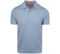 Suitable Gestricktes Poloshirt Baumwolle Leinen Blau - Größe L Blau L