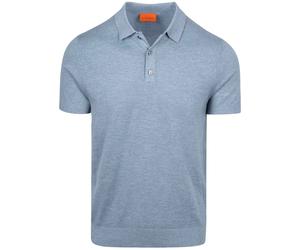 Suitable Gestricktes Poloshirt Baumwolle Leinen Blau - Größe XL Blau XL