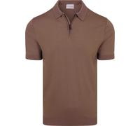 Suitable Knitted Half Zip Poloshirt Dan Tabacco - Größe S Braun S