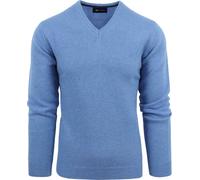 Suitable Lammwolle Pullover V-Ausschnitt Blau - Größe XXL Hellblau XXL