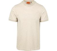 Suitable T-shirt Isaac Stripe Piqué Pebble - Größe M Beige M