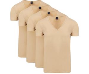 Suitable Unsichtbares Unterhemd Tiefer V-Ausschnitt Vitaru 4er-Pack - Größe XL Beige XL