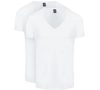 Suitable Vibamboru T-Shirts Tiefe V-Ausschnitt Weiß 2-Pack - Größe S Weiß S