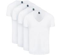 Suitable Vibamboru T-Shirts Tiefe V-Ausschnitt Weiß 4-Pack - Größe M Weiß M