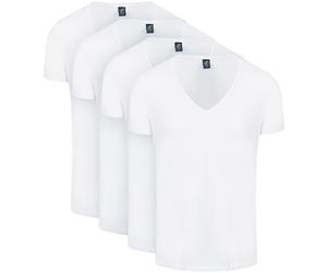 Suitable Vibamboru T-Shirts Tiefe V-Ausschnitt Weiß 4-Pack - Größe XXL Weiß XXL