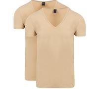 Suitable Vitaru Unsichtbares Unterhemd Tiefer V-Ausschnitt 2-Pack - Größe M Beige M