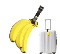 Suitcase Tags - Silikon Luggage Tags for Suitcases | Fruit-Shaped Black Faux Leather Luggage Tag Identifiers with Privacy Name Address Cover - Travel Bag ID Label Accessories