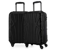 Suitline - 2-teiliges Koffer Set - Leichtes Handgepäck 55cm für alle Airlines + Check-In Reisekoffer 75cm, 4 Rollen, TSA Schloss, Schwarz
