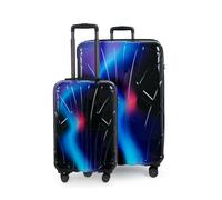 suitline - 2er-Koffer-Set, Handgepäck + großer Reisekoffer, Trolleys robuste Hartschale, 360°-Double Spinner Erweiterung TSA-Zahlenschloss, Größen S & L, glänzend, Neon Blue