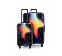 Suitline - 2er Kofferset, Kabinenkoffer 55cm + Großer Reisekoffer, Trolleys Hartschale glänzend , 4 Rollen,TSA, Neon Red Yellow Neon Red Yellow