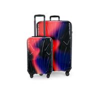 Suitline - 2er Kofferset, Kabinenkoffer 55cm + Großer Reisekoffer, Trolleys Hartschale glänzend , 4 Rollen,TSA, Neon Red Neon Red