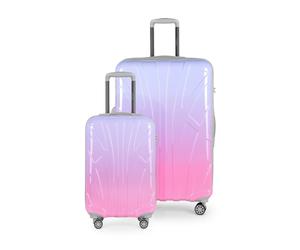 Suitline - 2er Kofferset, Kabinenkoffer 55cm + Großer Reisekoffer, Trolleys Hartschale glänzend Farbverlauf, 4 Rollen,TSA, Sakura Sakura