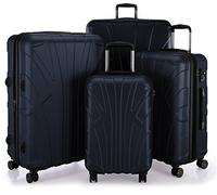 Suitline - 4er Set aus Handgepäck, mittelgroßer Koffer, großer Hartschalen-Koffer, übergroßer Reisekoffer Trolley Rollkoffer, TSA, 100% ABS Matt