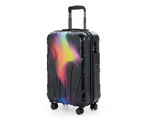 Suitline - Bordkoffer Handgepäck 55x35x20 cm, Trolley Hartschale glänzend , 4 Rollen,TSA, Neon Red Yellow Neon Red Yellow