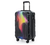 suitline - Handgepäck-Trolley, Leichter Koffer für Flugzeug, Bordgepäck, Maße 55x35x20 cm, 4 Doppelrollen, passend für alle Airlines, 34 L, TSA, Hartschale, glänzend, Neon Red Yellow