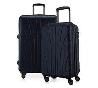 Suitline - Kofferset für EasyJet - Unter-Sitz Trolley kleines Handgepäck 45x36x20 cm + Check-In Reisekoffer für 15 kg Gepäck, ABS, 4 Rollen, TSA Schloss, Dunkelblau