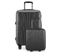 Suitline - Kofferset für EasyJet - Unter-Sitz Trolley kleines Handgepäck 45x36x20 cm + Check-In Reisekoffer für 15 kg Gepäck, ABS, 4 Rollen, TSA Schloss, Graphite