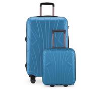 Suitline - Kofferset für EasyJet - Unter-Sitz Trolley kleines Handgepäck 45x36x20 cm + Check-In Reisekoffer für 15 kg Gepäck, ABS, 4 Rollen, TSA Schloss, Cyan