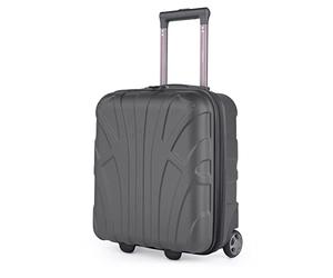 suitline Underseat Kabinentrolley 45x36x20 cm Hartschalen Bordcase ABS leicht 30 L mit 2 Rollen Teleskopgriff kleines Handgepäck für easyJet Kurztrip Flug Bahn Auto Reise, Graphite