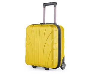 suitline Underseat Kabinentrolley 45x36x20 cm Hartschalen Bordcase ABS leicht 30 L mit 2 Rollen Teleskopgriff kleines Handgepäck für easyJet Kurztrip Flug Bahn Auto Reise, Gelb