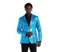 Suitmeister Blaues Party-Blazer für Herren - Weihnachten, Silvesterparty - Glänzende Pailletten-Anzugjacke - Blau