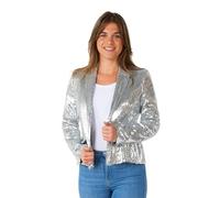 Suitmeister Damen-Blazer mit Pailletten in Silber - Party-Blazer - Weihnachtsfeiern - Stilvolle, Hochwertige Jacke - Silber