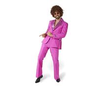 Suitmeister Herren Disco Kostüm Anzug - Saturday Night Fever Outfit - Slim Fit - inklusive Blazer und Schlaghosen - Pink