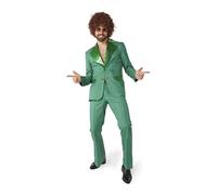 Suitmeister Herren Disco Kostüm Anzug - Saturday Night Fever Outfit - Slim Fit - inklusive Blazer und Schlaghosen - Grün