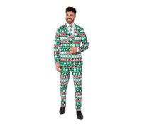Suitmeister Herren Men Suit Business-Anzug Hosen-Set,Christmas Grün Nordic,XXL