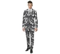 Suitmeister Herren Men Suit Business-Anzug Hosen-Set,Schwarz Icons,L