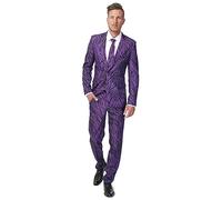 Suitmeister Herren Men Suit Business-Anzug Hosen-Set,Violett Tiger,XXL