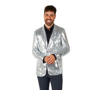 Suitmeister Herren-Party-Blazer - Weihnachten, Silvesterparty - Glänzende Pailletten-Anzugjacke - Silber