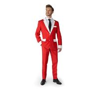 Suitmeister Herren Weihnachtsanzug - Ho Ho Ho Outfit - Tailliert Party Kostüme - Rot, Weiß - Größe S