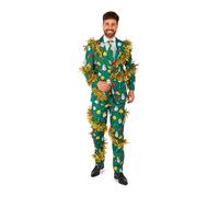 Suitmeister Herren Weihnachtslorbeeranzug - Weihnachtsoutfit mit Girlande - Inklusive Blazer, Hose und Krawatte - Grün