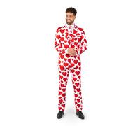 Suitmeister Herrenanzug mit Aufdruck - perfektes Outfit für jeden Anlass - einschließlich Blazer, Hose und Krawatte, love, XXL