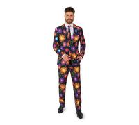 Suitmeister Herrenanzug - NYE Feuerwerk Outfit - Tailliert Party Kostüme - Schwarz, Gelb, Lila
