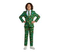 Suitmeister Jungen Weihnachtsanzug - Holiday Ugly Real Weihnachten Light Up Outfit - Grün - Inklusive Kinderblazer, Hose, Krawatte
