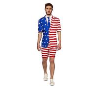 Suitmeister Kostüm mit USA-Flagge, Anzug inklusive Blazer-Jacke, Hose und Krawatte, Summer Usa Flag, M