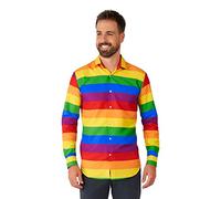 Suitmeister Men's Shirt - Rainbow Long Sleeved Shirt - Multicolored - Red, Orange, Yellow, Green, Blue, Purple - Size L