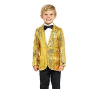 Suitmeister Pailletten-Blazer für Jungen - Glänzende Partyjacke für Kinder - Weihnachten & Sylvester - Slim Fit - Blazer für Jungen - Gold