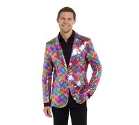 Suitmeister Regenbogen Party-Blazer für Herren - Weihnachten, Silvesterparty - Glänzende Pailletten-Anzugjacke - Mehrfarbig